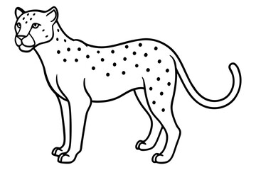 Obraz premium Cheetah in Motion Simple Line Art Vector
