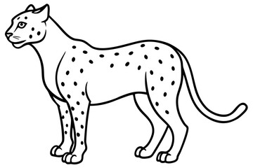 Cheetah in Motion Simple Line Art Vector