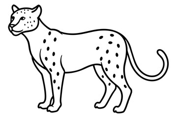 Cheetah in Motion Simple Line Art Vector