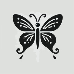 vector black silhouette of butterfly