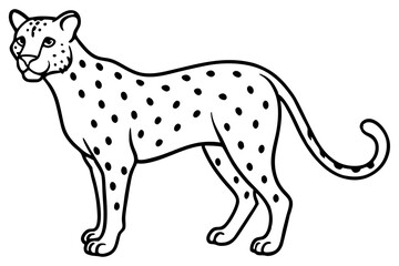 Cheetah in Motion Simple Line Art Vector
