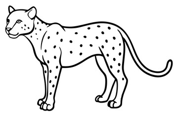 Cheetah in Motion Simple Line Art Vector