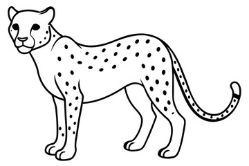 Cheetah in Motion Simple Line Art Vector