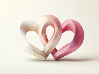 A clean minimalist flat design illustration of two intertwined hearts