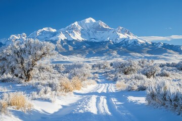 Winter trail adventure rocky mountains landscape snowy scene