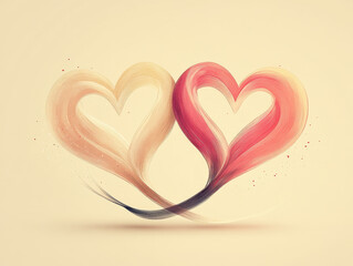 A clean minimalist flat design illustration of two intertwined hearts