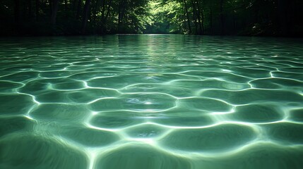 Green water surface close up