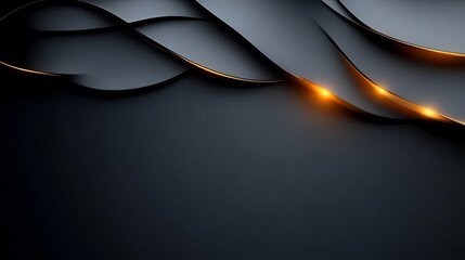 Abstract Dark Grey Waves With Golden Highlights
