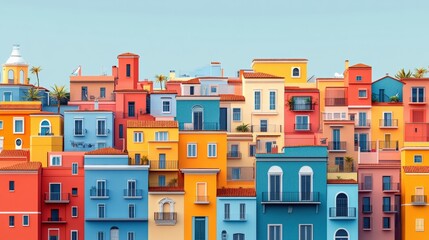 Urban life in coastal towns vibrant buildings and daylight aesthetics