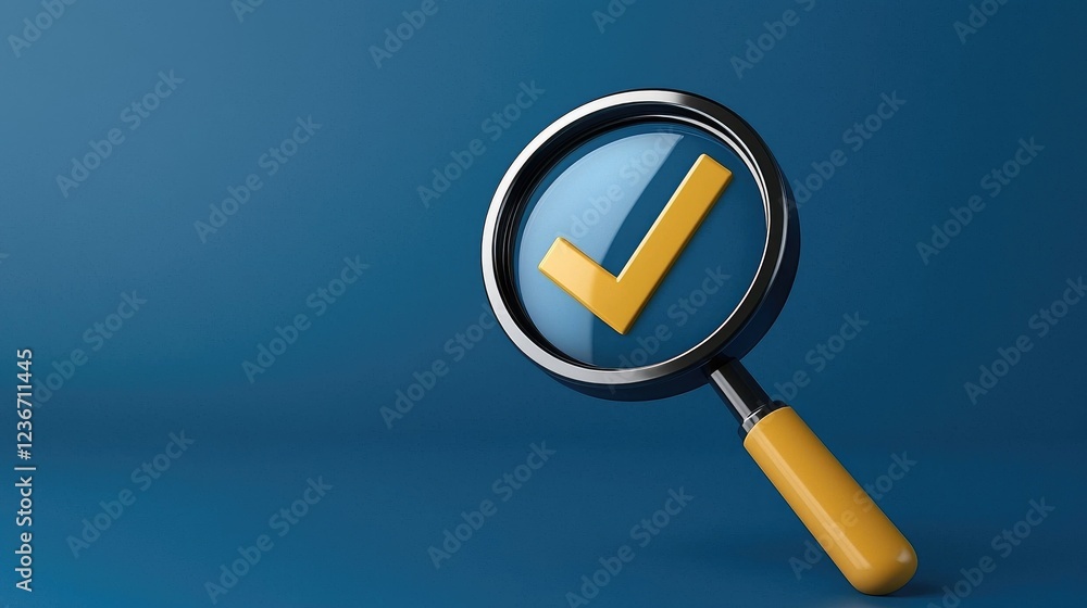 Poster analyzing data with a magnifying glass office graphic design minimalist close-up validation concept