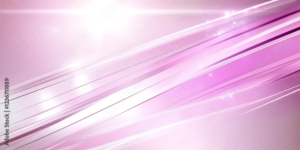 Poster abstract pink and white diagonal lines background with glowing lights and soft gradient