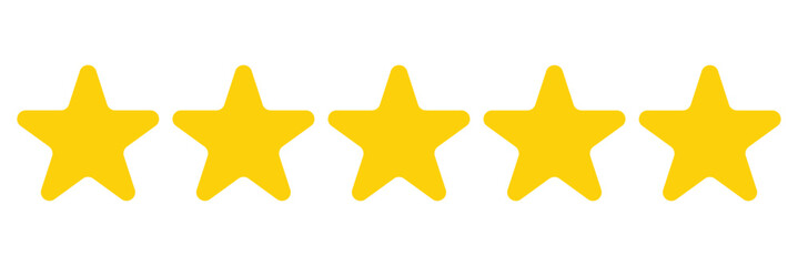  Gold And Black Stars quality rating icon. Five yellow star product quality rating. Golden star vector icons. Stars in modern simple with shadow - stock vector. 