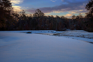 Winter Snow in the Early Morning of Tallahassee, Florida