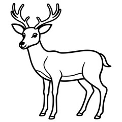Fototapeta premium Deer Silhouette in Simple Line Art