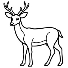 Fototapeta premium Deer Silhouette in Simple Line Art