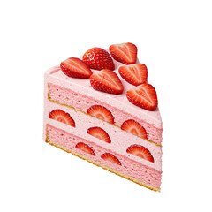 Strawberry slice cake. PNG - Transparent Background File.