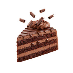 Chocolate piece cake. PNG - Transparent Background File.