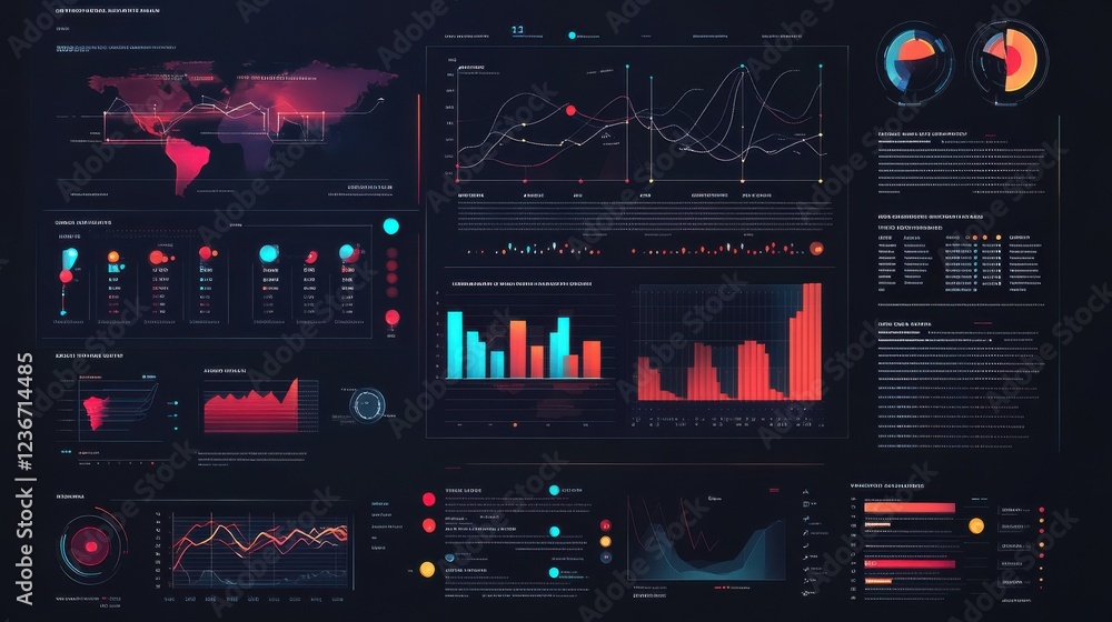 Poster managementfocused business plan chart with ai integration, data visualization