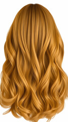 Naklejka premium Long, wavy, light brown hair against a white background, ideal for haircare product packaging or website