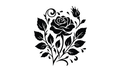 Roses tattoo. Black roses, silhouette rose
