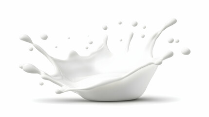 Milk splash crown, white background, dairy product, food advertising