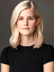 Naklejka premium Portrait of a young woman studio setting photography soft light close-up