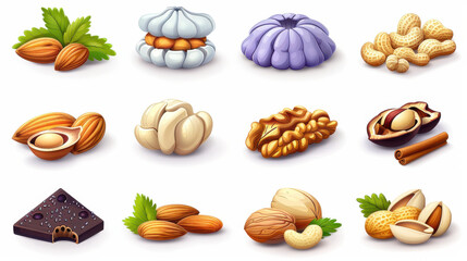 Delight in colorful collection of nuts and seeds, showcasing various types including almonds, walnuts, and peanuts, perfect for healthy snacking