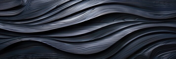 Obraz premium Flowing waves of dark wood texture abstract design digital art studio close-up modern aesthetics