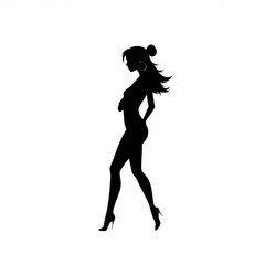 A stunning female silhouette walks gracefully, embodying confidence and femininity. The minimalist design highlights curves and essence, celebrating womanhood