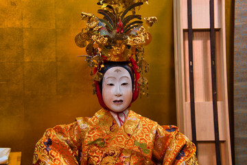 A view of the Chigo of the Niwatori Boko festival float.  Kyoto Japan

