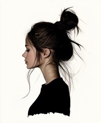 Naklejka premium A graceful female silhouette captured against a soft backdrop, symbolizing femininity and empowerment, inviting reflection on women's roles in society