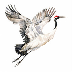 Fototapeta premium Bird with a red beak flies in the sky