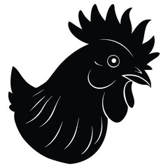 Silhouette chicken head vector art illustration