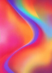 abstract background features a vibrant curve of pink, orange, purple, and blue color, creating a dynamic and flowing texture