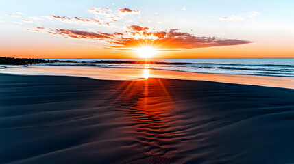 Sunrise beach ocean waves tranquility landscape coastal calm morning serenity travel photography