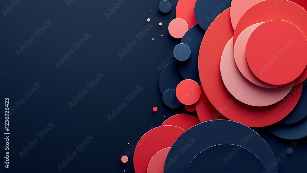 Poster pink and blue layered circles create a dynamic visual effect, forming an abstract composition on a d