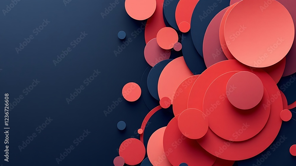Poster pink and blue layered circles create a dynamic visual effect, forming an abstract composition on a d