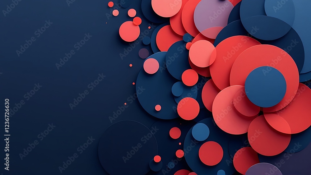 Poster pink and blue layered circles create a dynamic visual effect, forming an abstract composition on a d