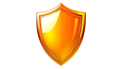 Orange defense shield with a strong and protective design, vector illustration