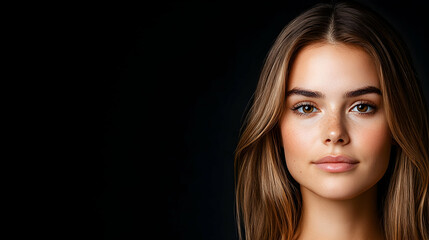 Obraz premium Woman, face, portrait, studio, black background, beauty