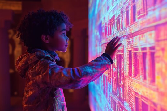 Engaging with a virtual tour guide during an immersive experience at a museum