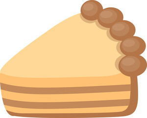 A slice of chocolate pie with pudding filling cartoon isolated object illustration