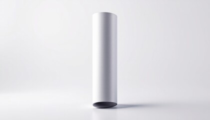 White Cylindrical Mockup on a Plain Background: Perfect for Branding and Product Presentation