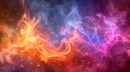 Obraz premium Vibrant abstract background with glowing curved lines and colorful swirls, creating mesmerizing visual effect