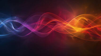 Obraz premium Vibrant abstract background with glowing curved lines in red, orange, purple, and blue hues, creating dynamic visual experience