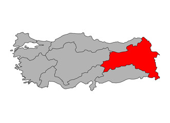 Eastern Anatolia Region of Turkey map symbol shape, travel web concept icon vector illustration .