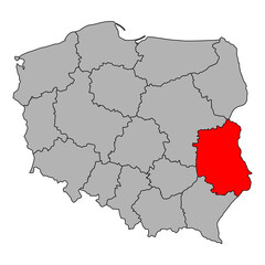 Obraz premium Lublin of Poland map shape, travel web flat concept icon vector illustration .