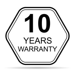 Ten years warranty shadow icon, badge seal guarantee certificate customer sign, stamp vector illustration .