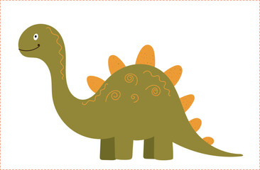 tyrannosaurus dinosaur vector illustration.   dinosaur with orange spikes