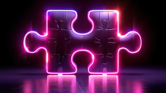 Vibrant glossy puzzle piece stands out against dark background, showcasing its unique design and colorful glow